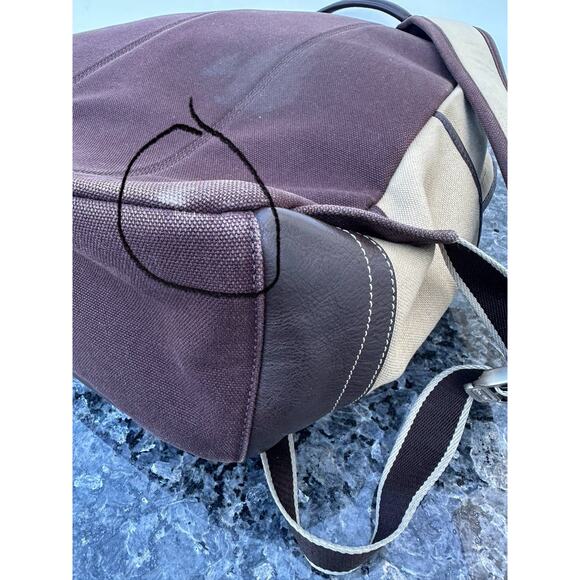 Coach Beige Heritage Web Backpack MISSING ZIP HANDLES - Picture 6 of 12